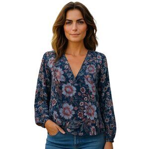 BOG Band of the Free Josie Womens Top Size Medium Floral Mixed Print Boho NWT